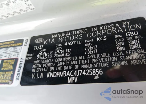 2018 Kia Sportage Lx z USA, uszkodzony, nr VIN KNDPM3AC4J7425856